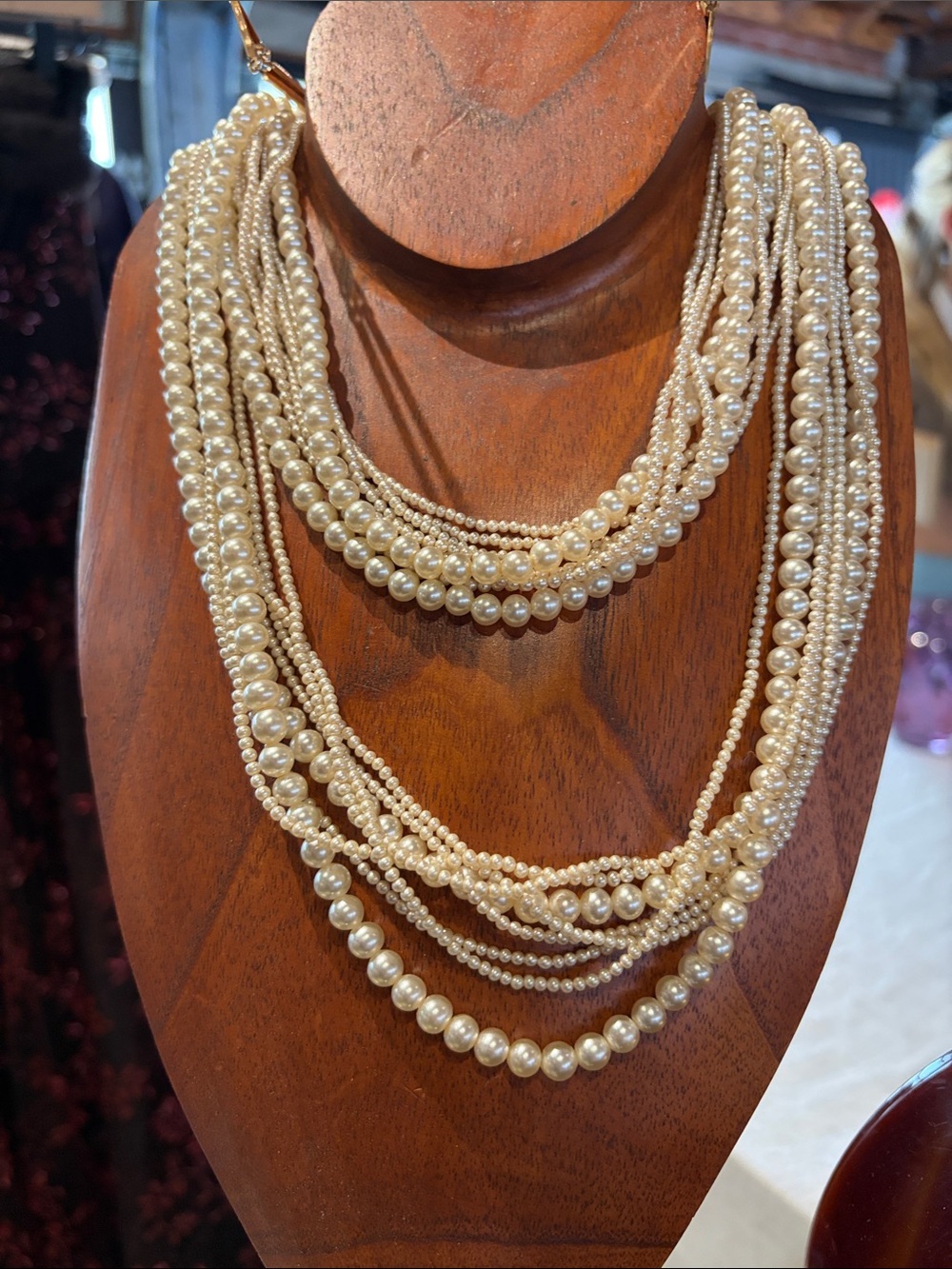 Layered Cream Pearl Multi-Strand Necklace - Classic Elegance
